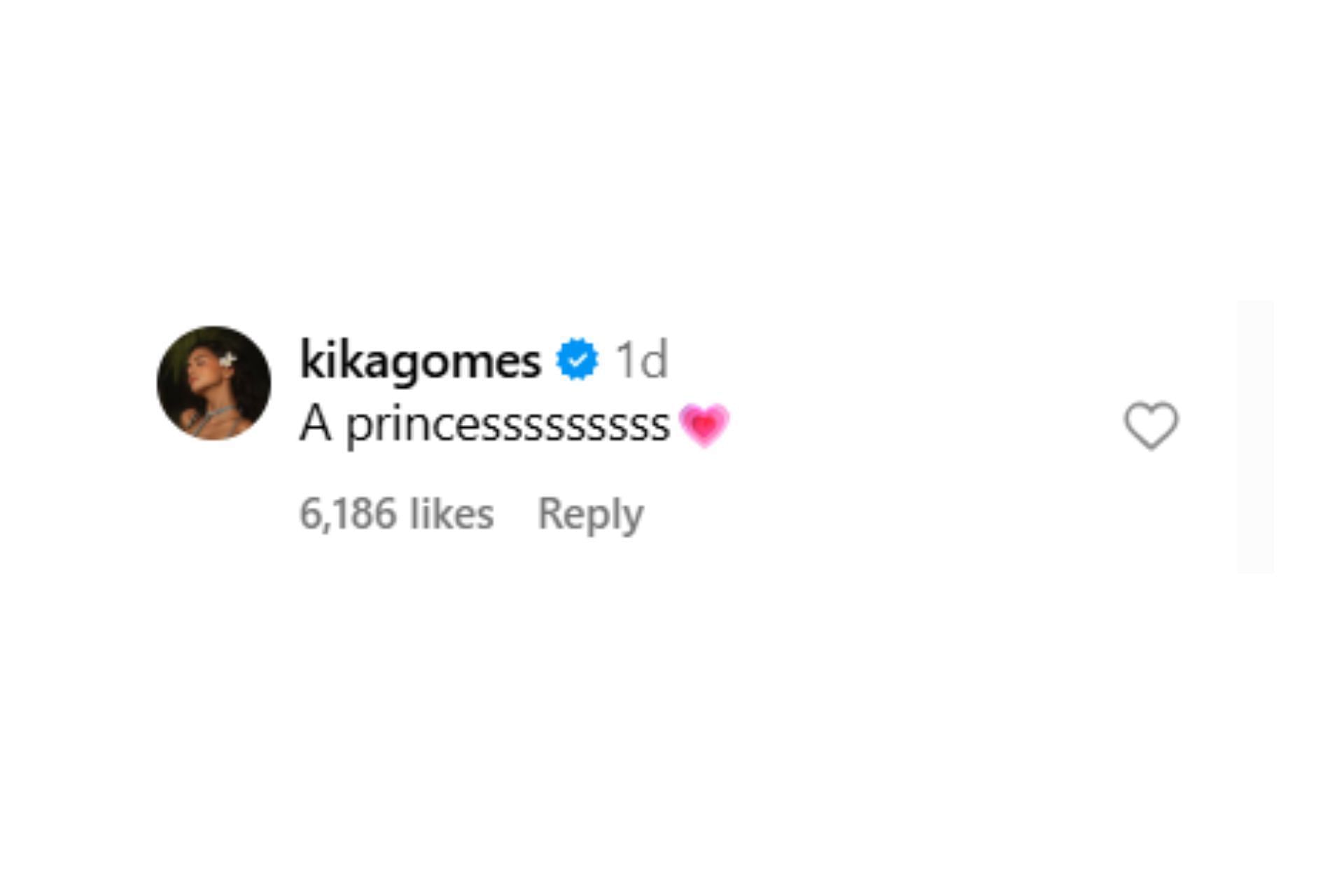 Snapshot of Pierre Gasly's partner's comment on Alexandra Saint-Mleux's post...Credits-Instagram